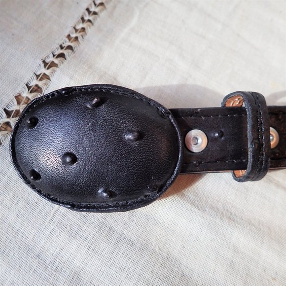 El General Black Ostrich Leather Western Belt S.26